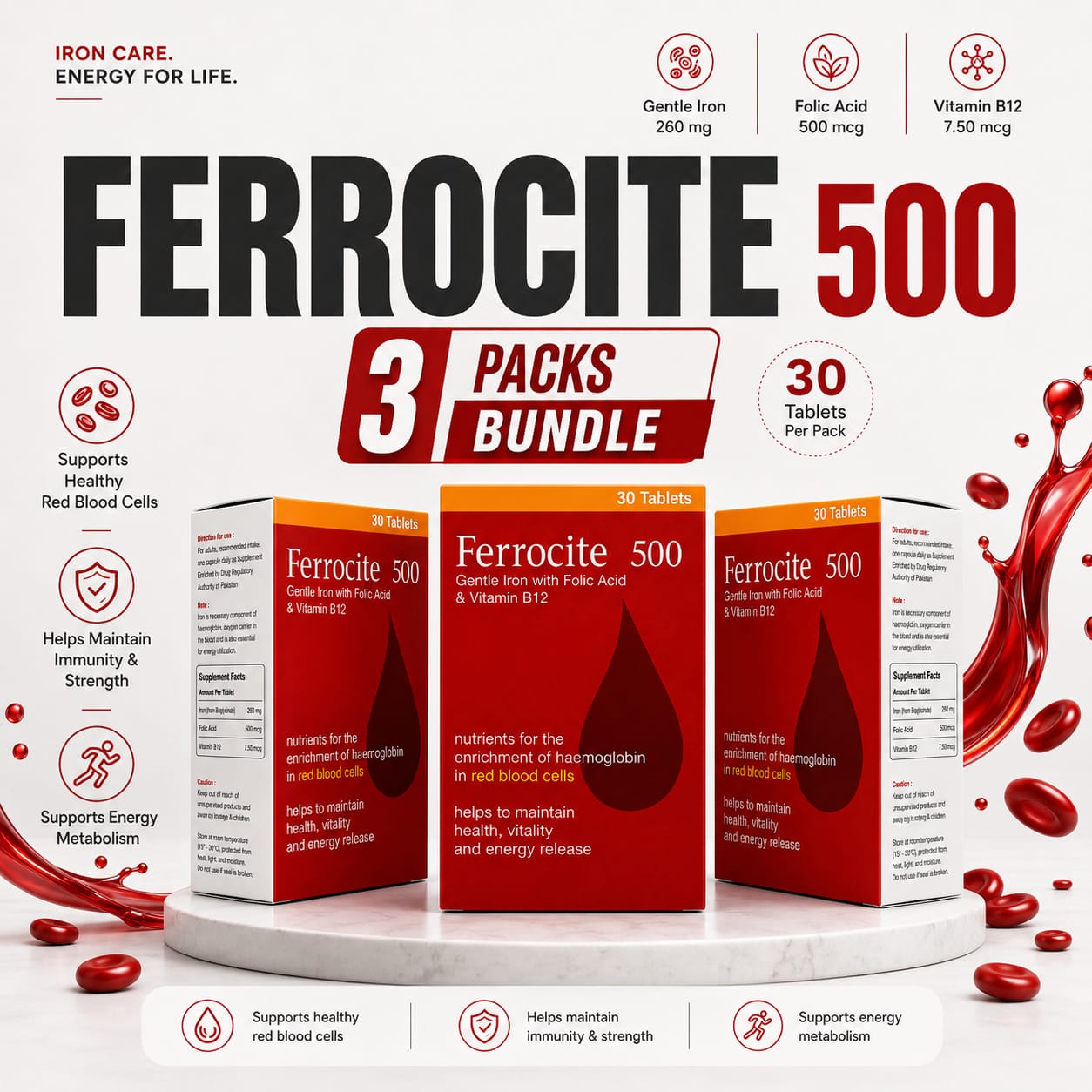 Ferrocite 500 - 3 Pack Bundle